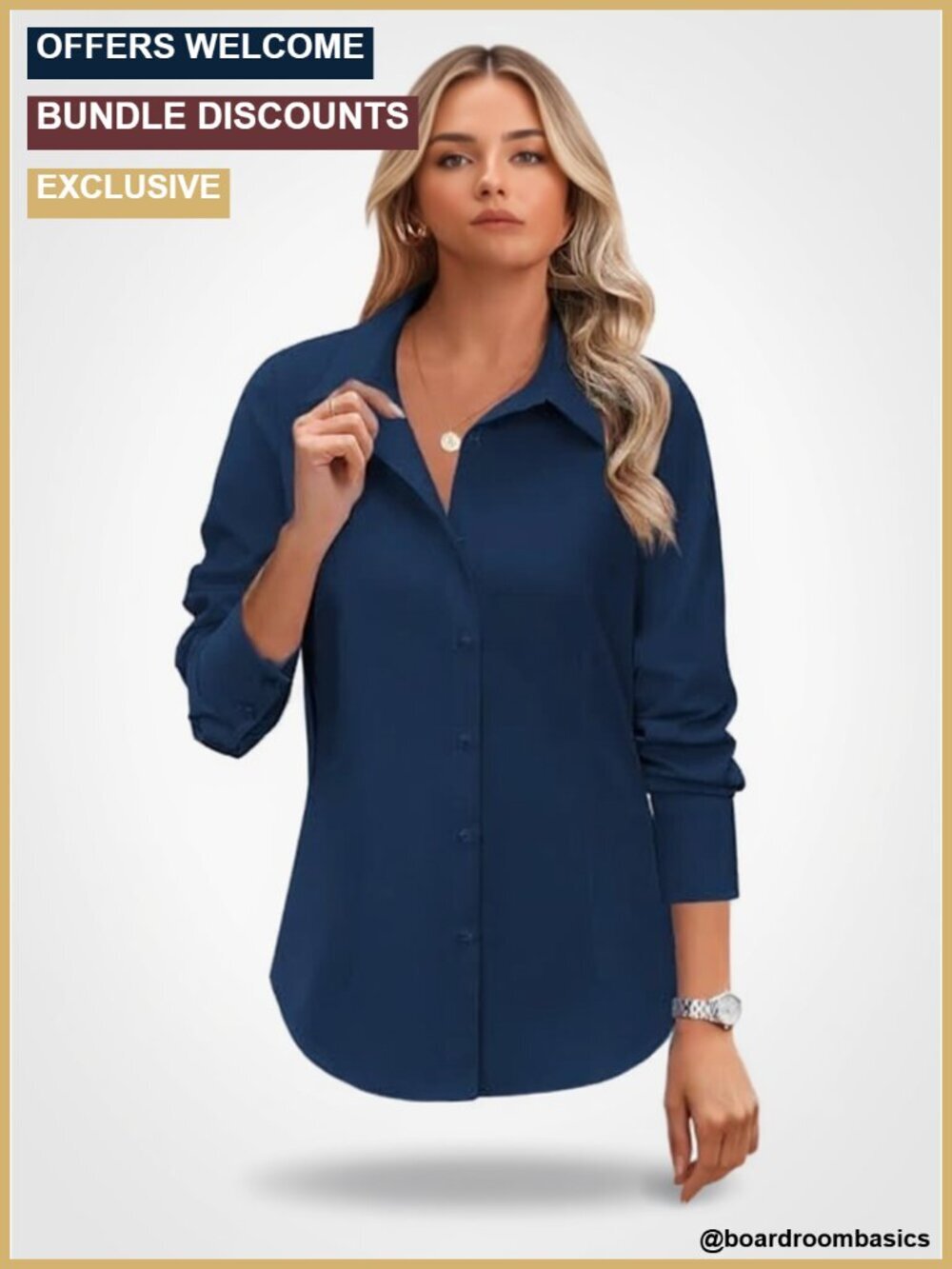 Wrinkle Free Long Sleeve Button Down Shirt Business Casual Work Top Blouse